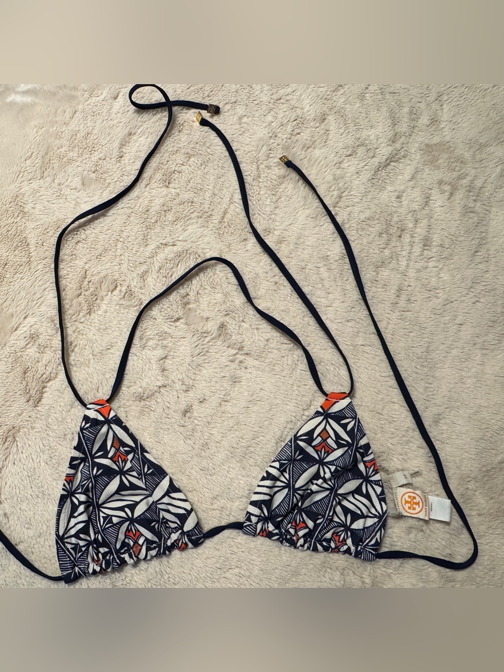 Tory Burch Acoma 3 Piece Reversible String Bikini Skirt Eurojersey Navy Stripe S - Picture 11 of 14